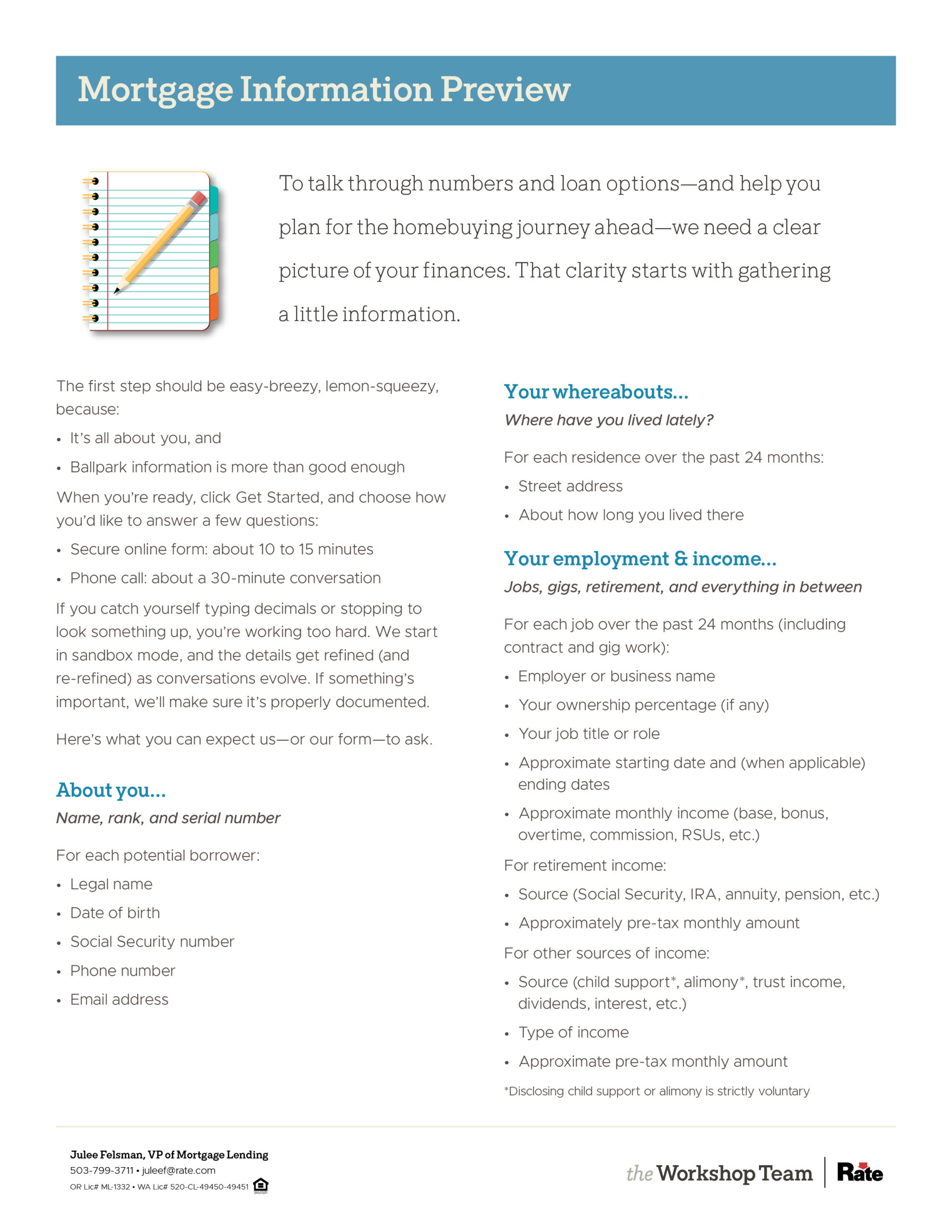 Guide to Documenting Your Assets, Offer Accepted, Initial Loan Document guide, Processing